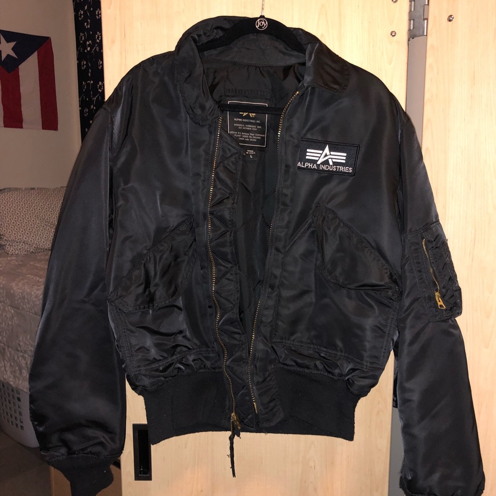 Alpha Industries Plain Black Bomber Jacket